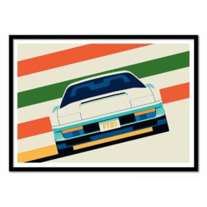 art poster angeled white sports car bo lundberg
