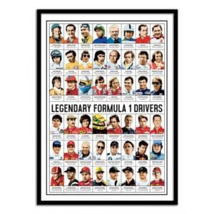 art poster legendary formula 1 drivers olivier bourdereau format : 30 x 40 cm