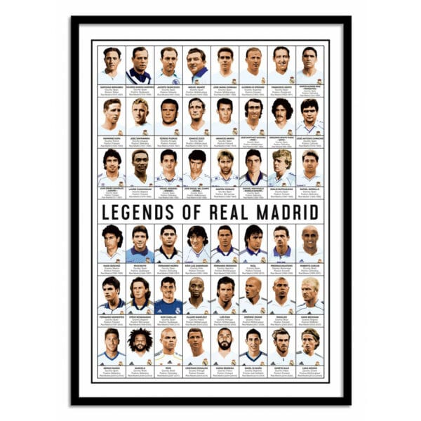 art poster legends of real madrid olivier bourdereau
