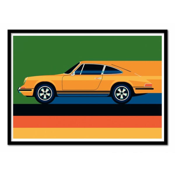 art poster orange vintage sports car bo lundberg