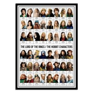 art poster the lord of the rings and the hobbit characters olivier bourdereau format : 30 x 40 cm