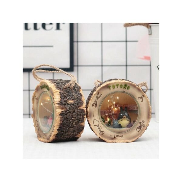 ghibli totoro wood log house night lamp