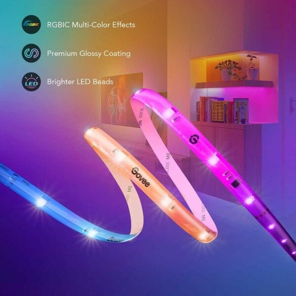 govee rgbic wi fi + bluetooth led strip lights with protective coating 5m (h612a)