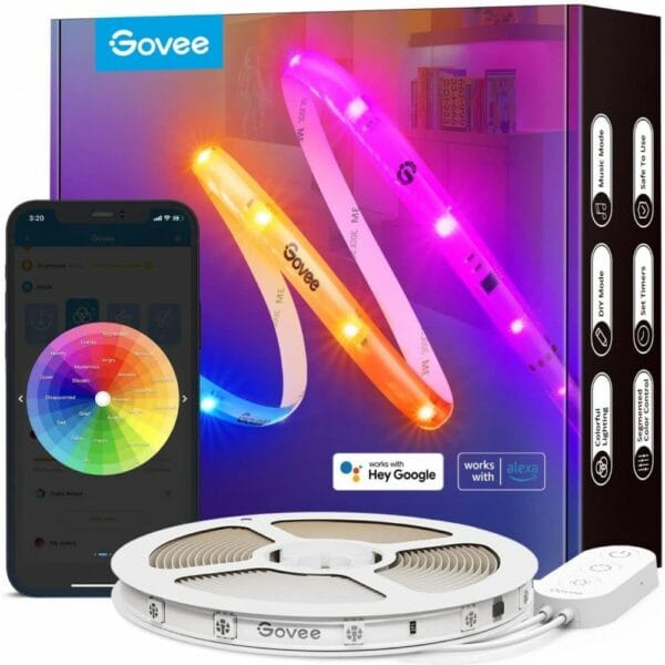 govee rgbic wi fi + bluetooth led strip lights with protective coating 5m (h612a)