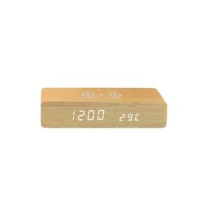 icarus wooden wireless charger with digital clock (cr3029)