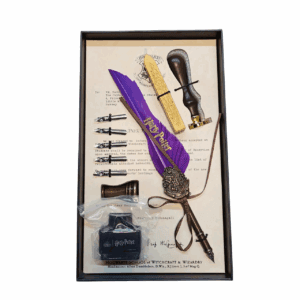 harry potter feather pen and stamp set (purple)
