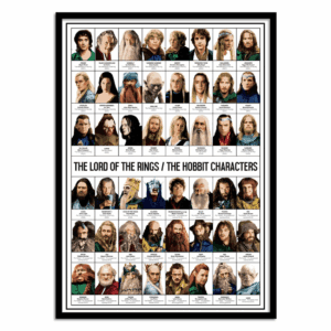 art poster the lord of the rings and the hobbit characters olivier bourdereau format : 30 x 40 cm