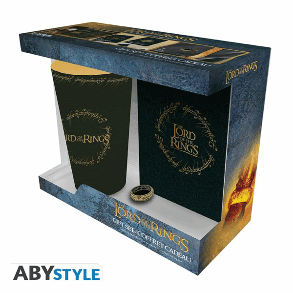 lord of the rings glass xxl + enamel pin + notebook (3665361079880)