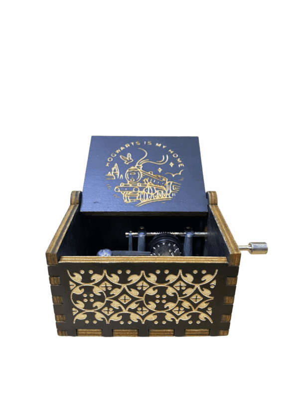 engraved wooden music box harry potter style 7