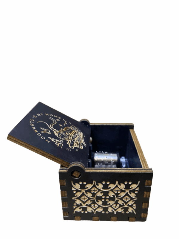 engraved wooden music box harry potter style 7