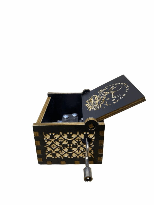 engraved wooden music box harry potter style 7