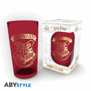 harry potter hogwarts emblem large glass 400ml (glh0083)