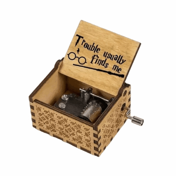 engraved wooden music box harry potter style 10