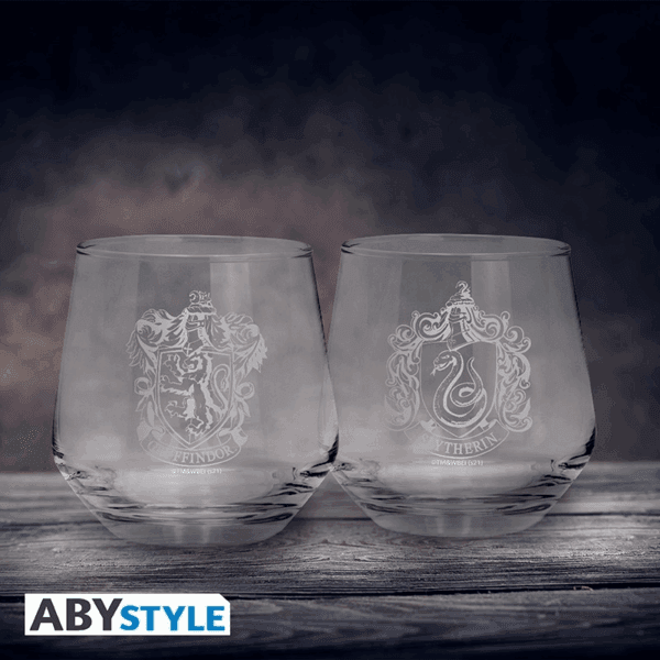 harry potter gryffindor & slytherin 2 glass set (abyver290)
