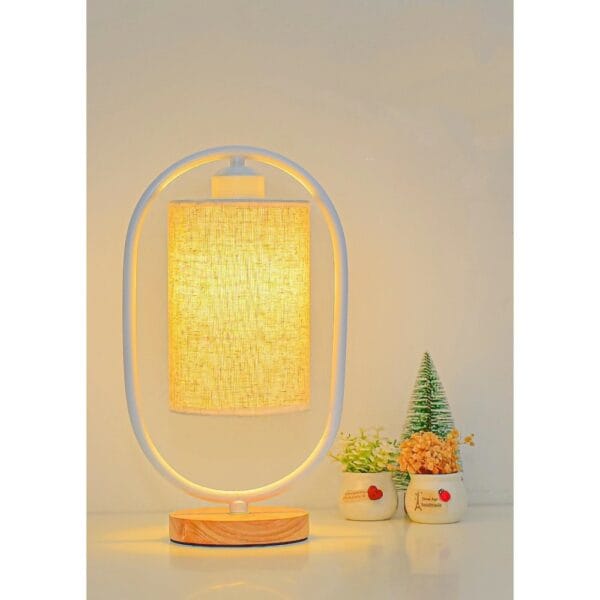 lamp with beige linen lampshade