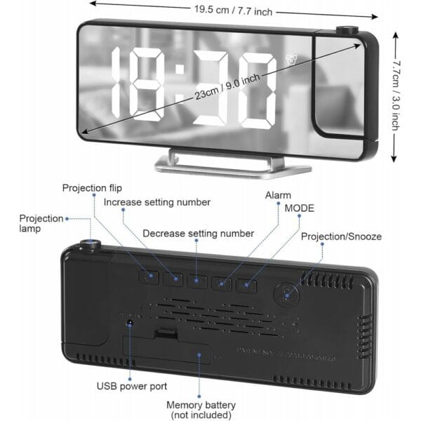 led projection clock with stand