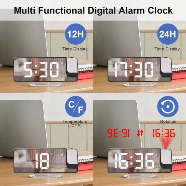 led projection clock with stand