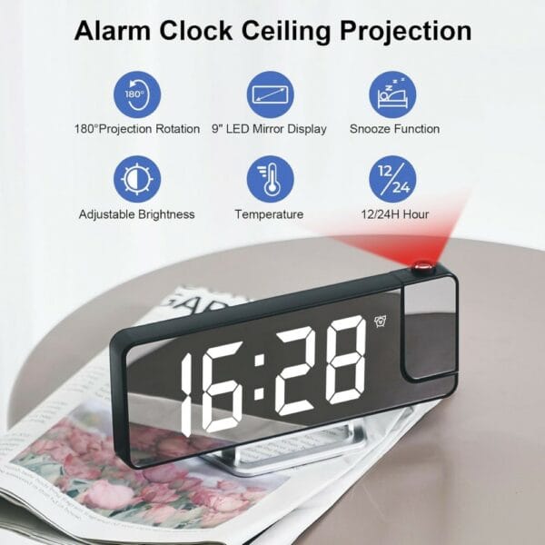 led projection clock with stand