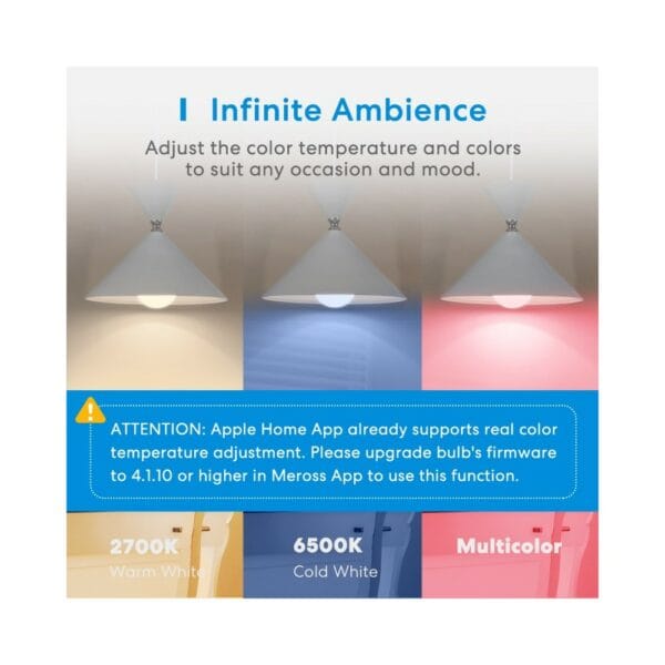meross smart wifi led 9w bulb e27 (screw in) alexa/google/homekit compatible msl120hk(eu) (680306683277)