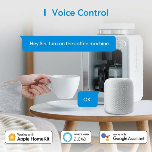 meross smart wi fi plug mini, support apple homekit, siri, amazon alexa, echo, google assistant mss110hk(uk)