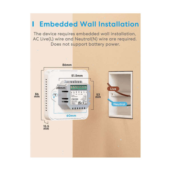 meross smart wi fi thermostat for boiler/water system (mts200bhk uk)