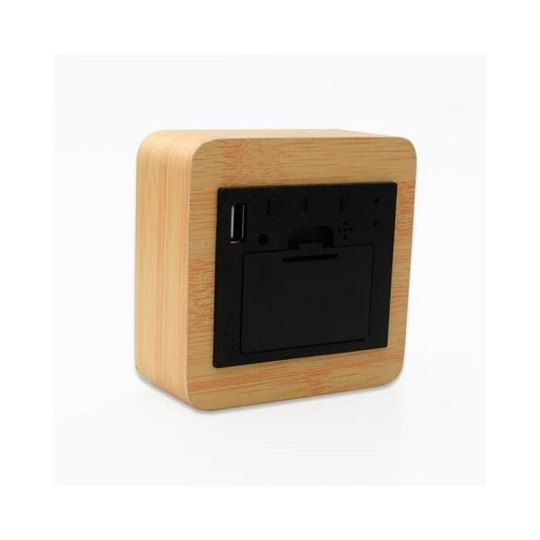 modern square led wooden alarm clock