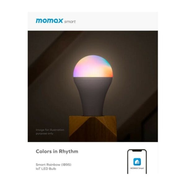 momax smart rainbow iot 14w smart led bulb rgb (ib9sw)