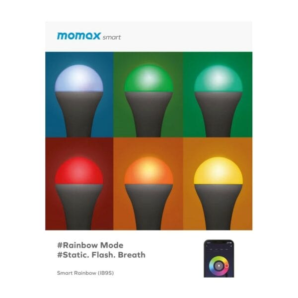 momax smart rainbow iot 14w smart led bulb rgb (ib9sw)