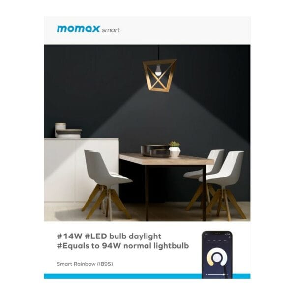 momax smart rainbow iot 14w smart led bulb rgb (ib9sw)