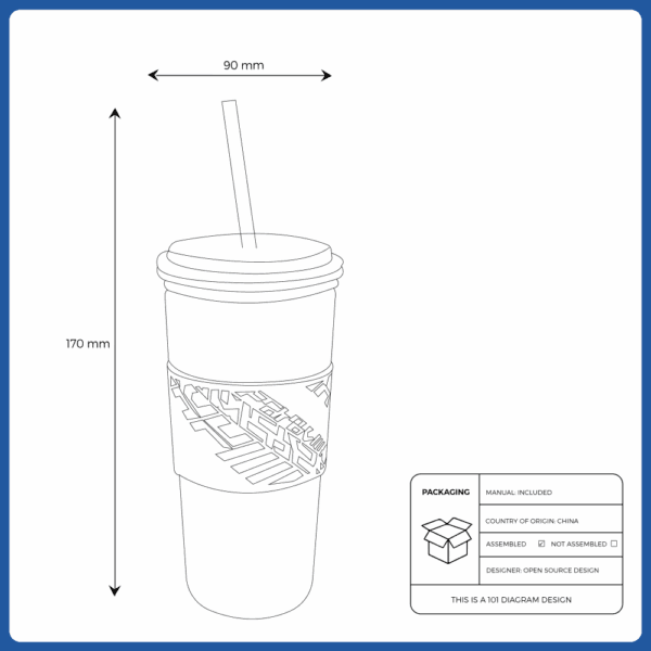 mug with lid and straw black (205.040.66)