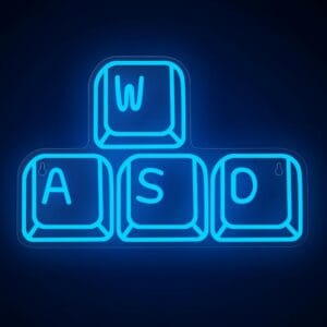 neon sign led wasd keyboard shaped