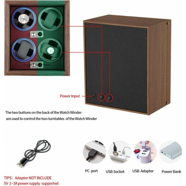 quadruple watch winder with led light black