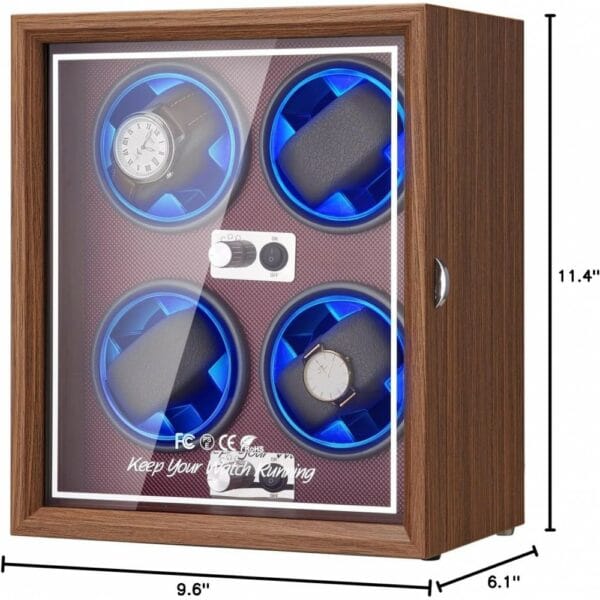 quadruple watch winder with led light black