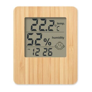bamboo weather station includes a clock, temperature, humidity...