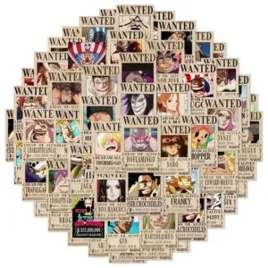 one piece wanted stickers (50pcs)