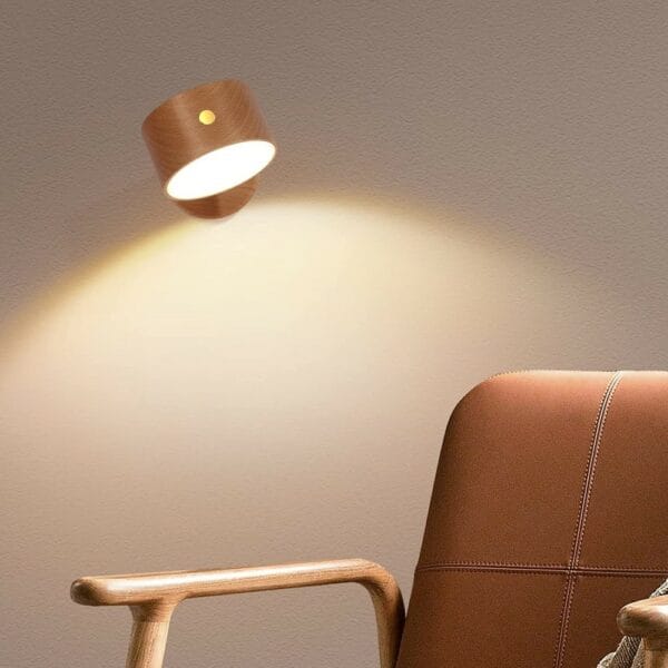 wooden led wall sconce, 360° rotatable dimmable wall lights rechargeable wall lights