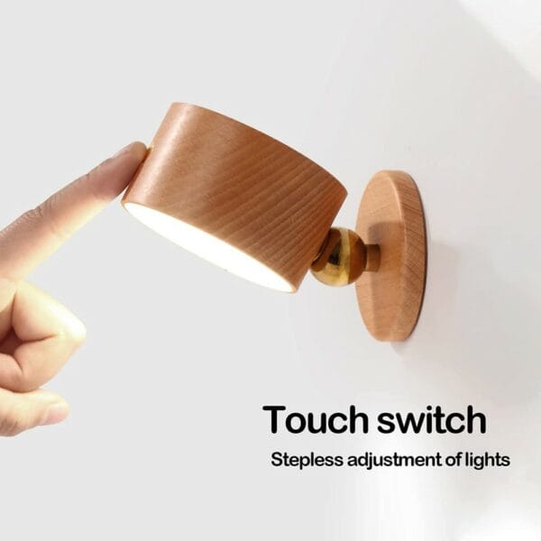 wooden led wall sconce, 360° rotatable dimmable wall lights rechargeable wall lights