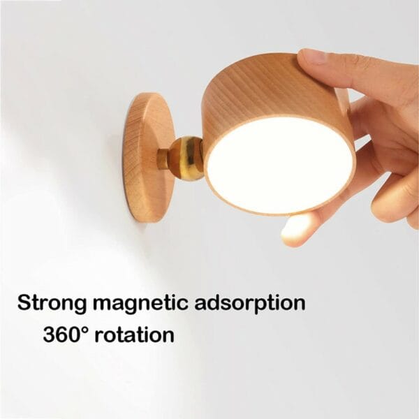 wooden led wall sconce, 360° rotatable dimmable wall lights rechargeable wall lights