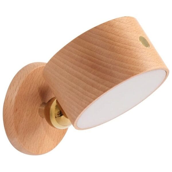 wooden led wall sconce, 360° rotatable dimmable wall lights rechargeable wall lights