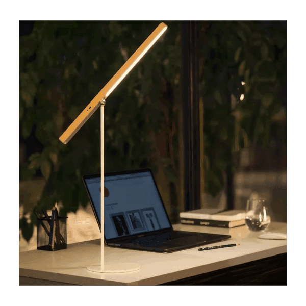 wooden minimalist rotating led lamp