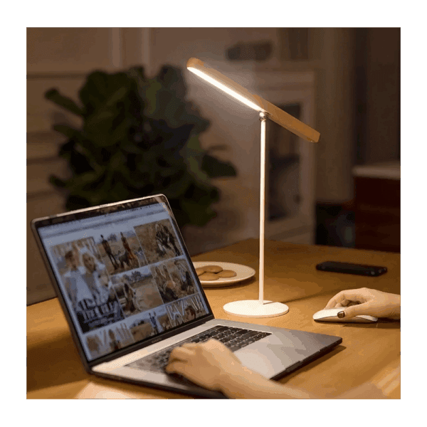 wooden minimalist rotating led lamp