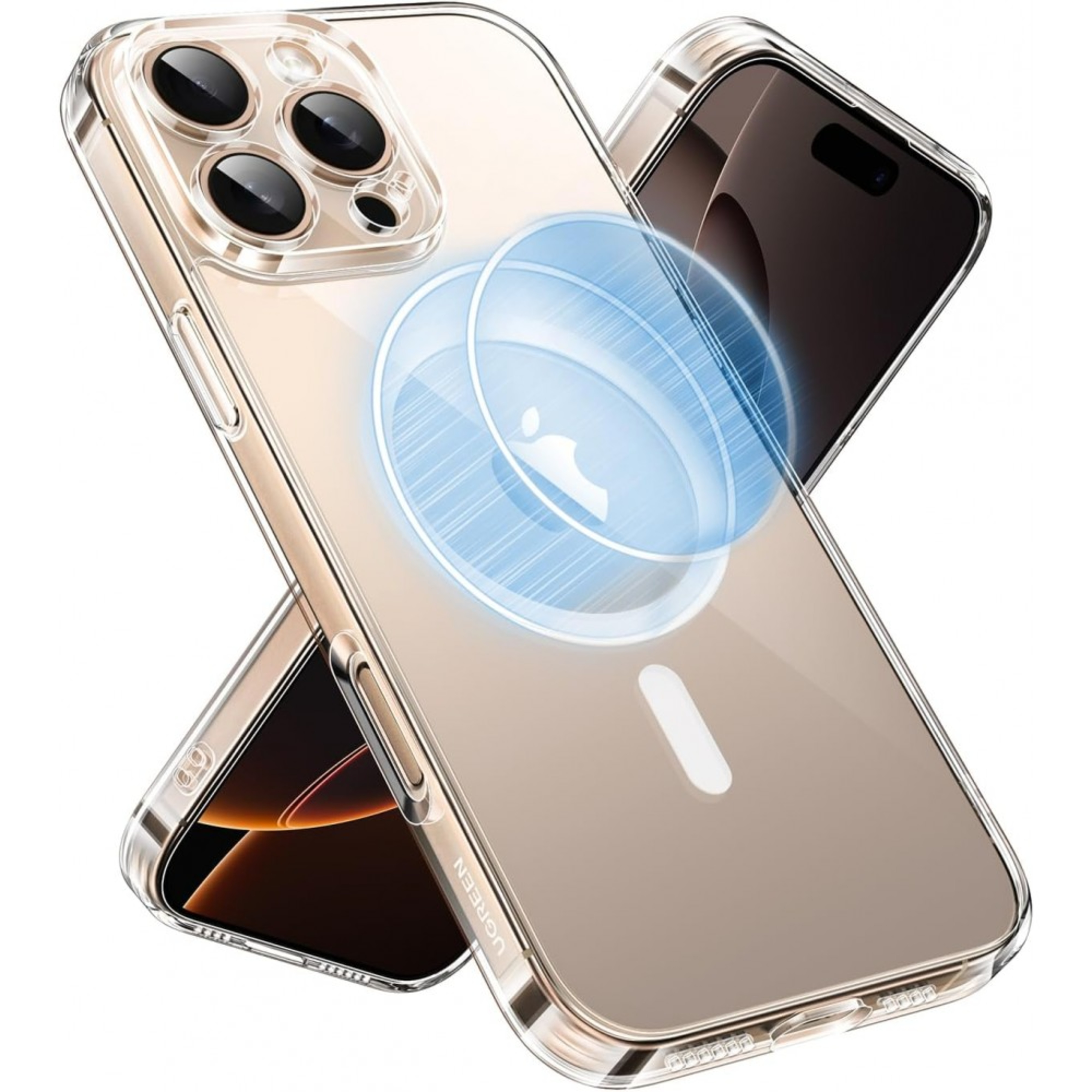 ugreen 45924 classy clear magnetic protective case for iphone 16 pro max upgraded version (clear)