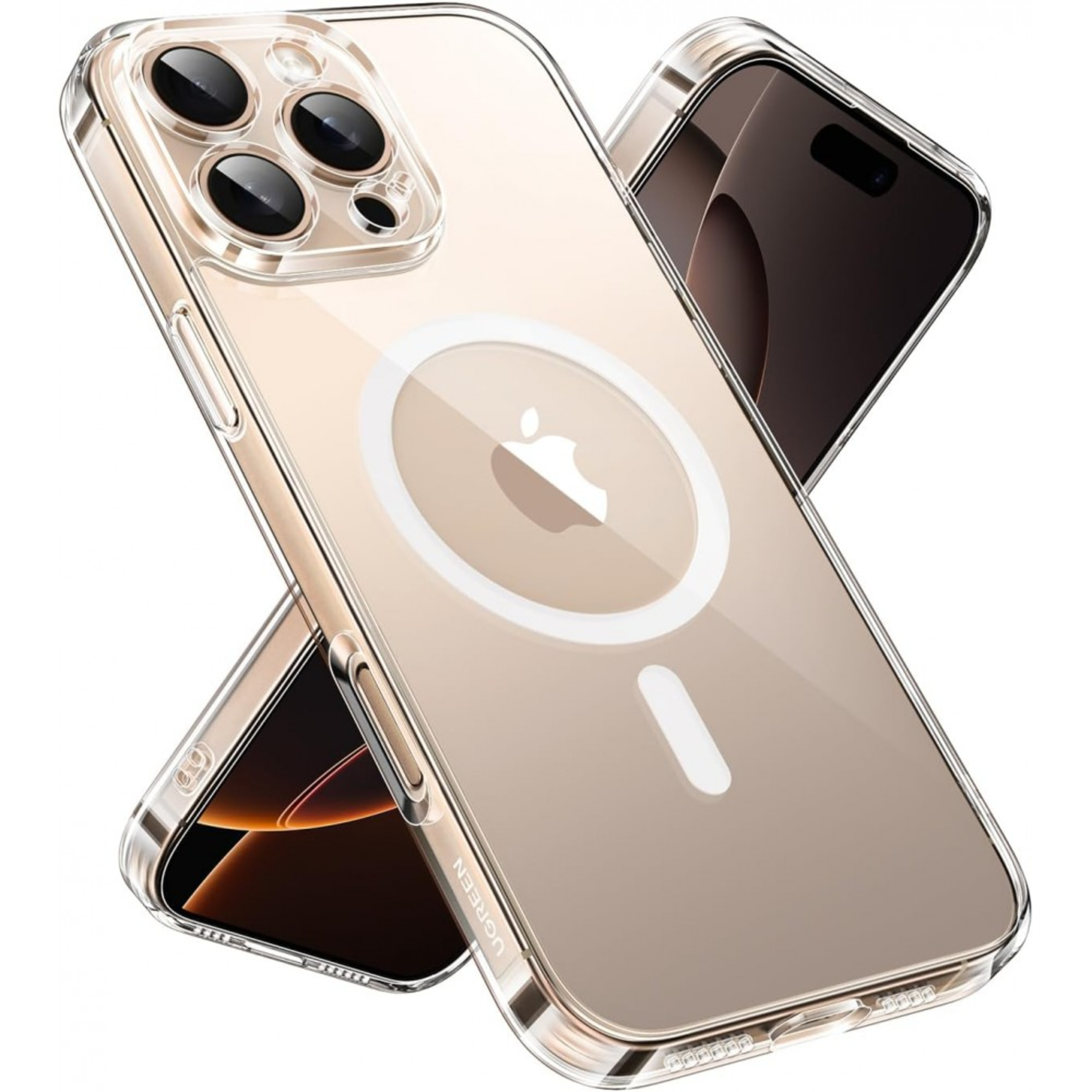 ugreen 45923 classy clear magnetic protective case for iphone 16 pro upgraded version (clear)