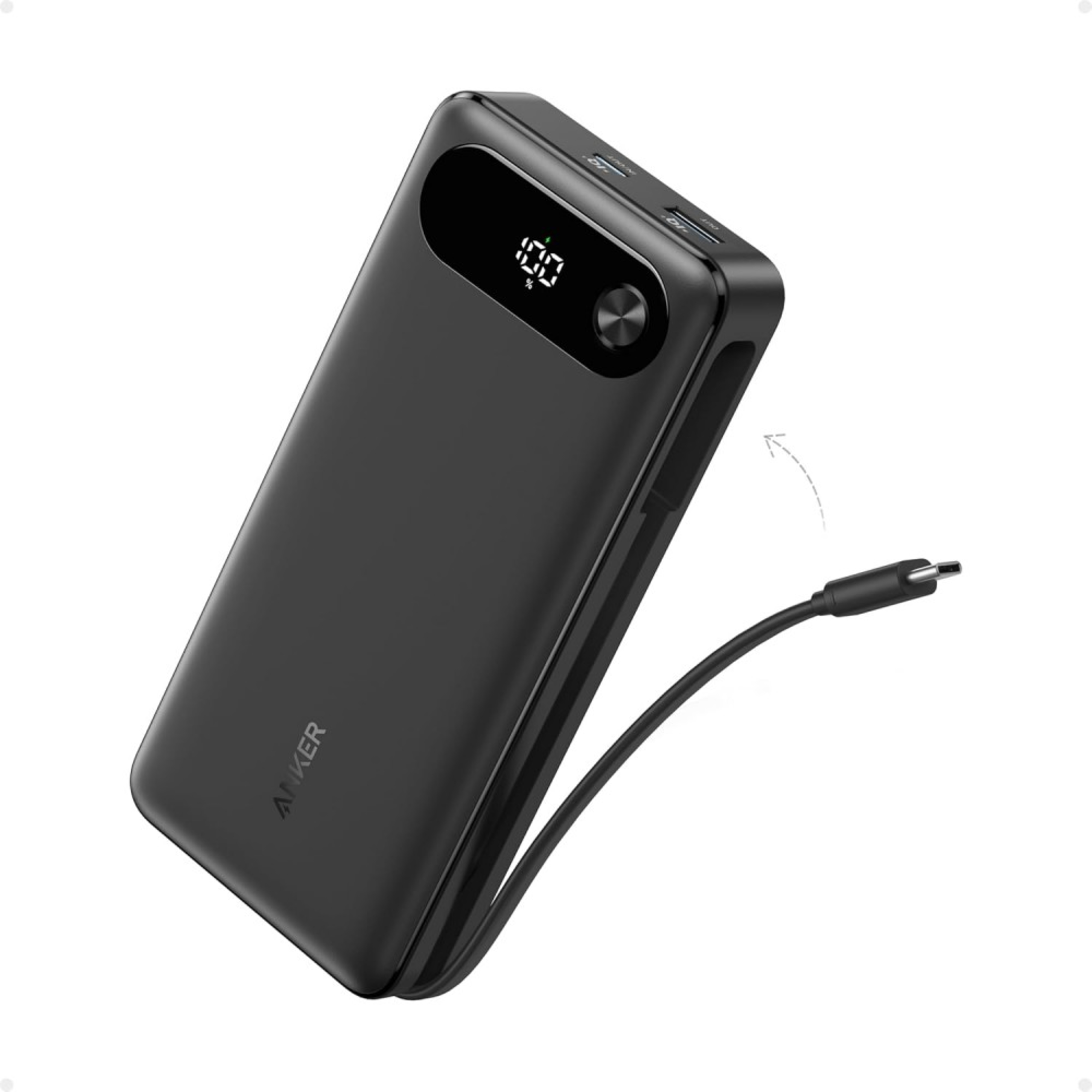 anker power bank 20000mah 87w with built in usb c cable (a1383h11)