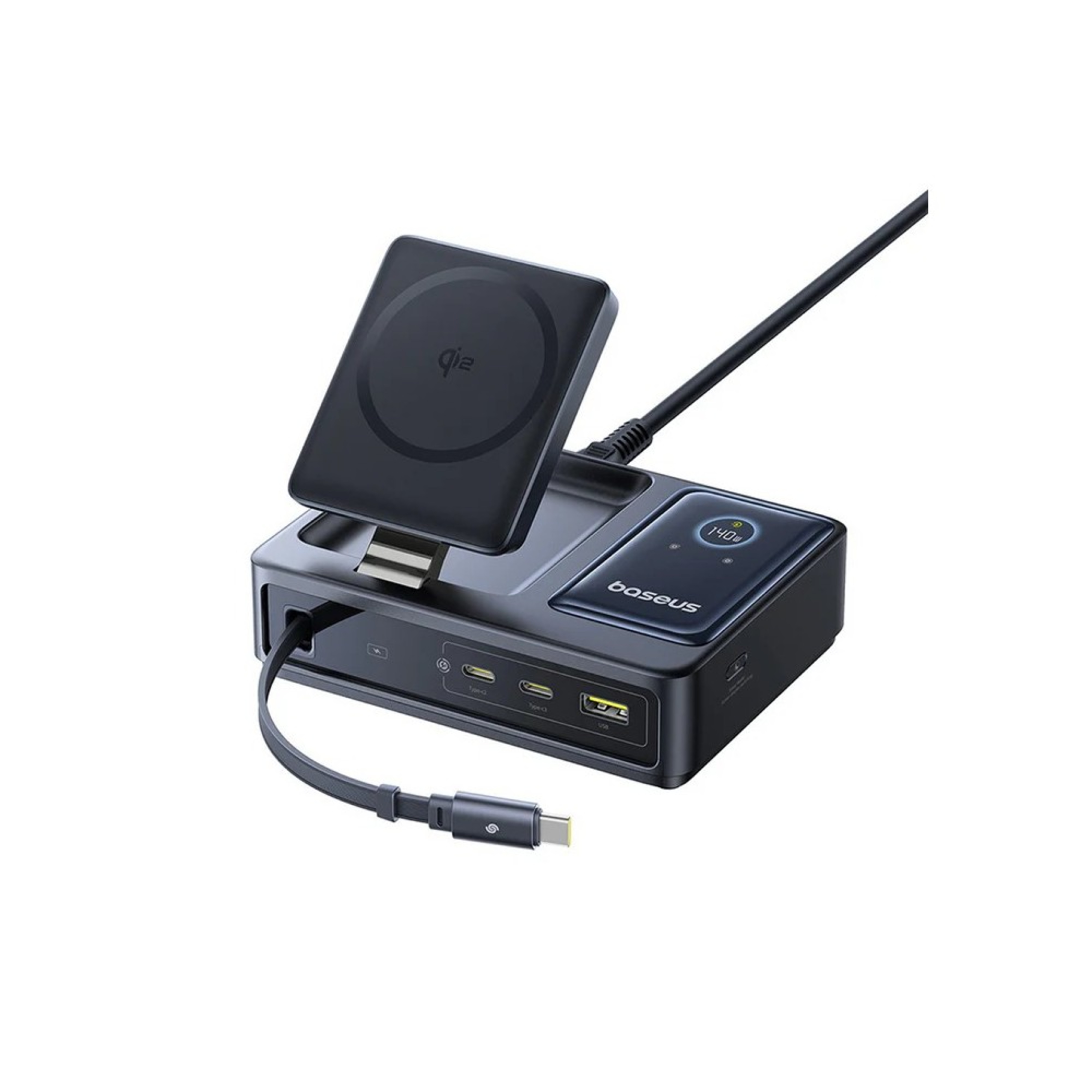 baseus nomos 5 in 1 desktop charger with retractable cable