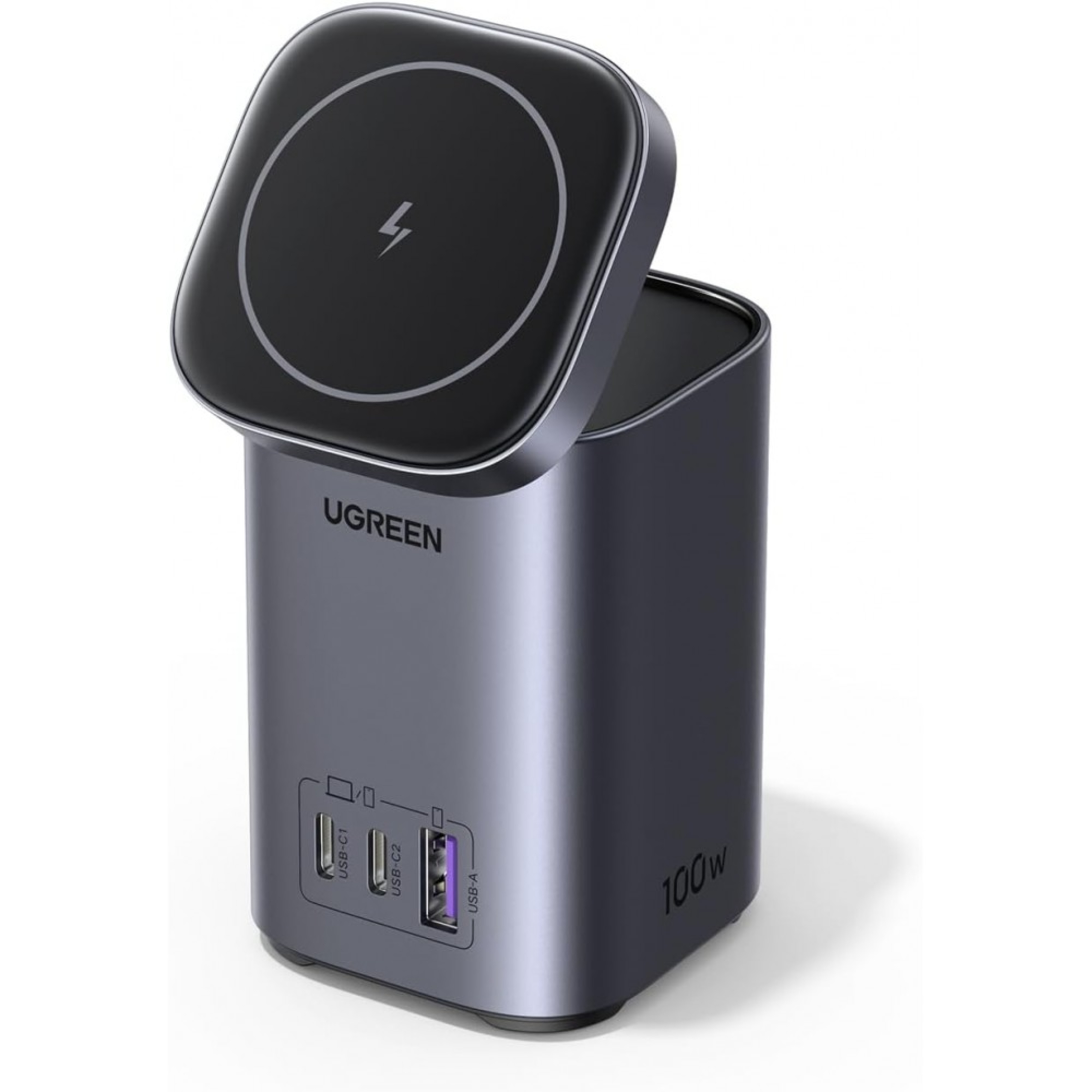 ugreen 15169 100w 2 in 1 gan charging station uk (space gray)