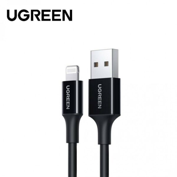 ugreen 80822 usb a male to lightning male cable nickel plating abs shell 1m (black)