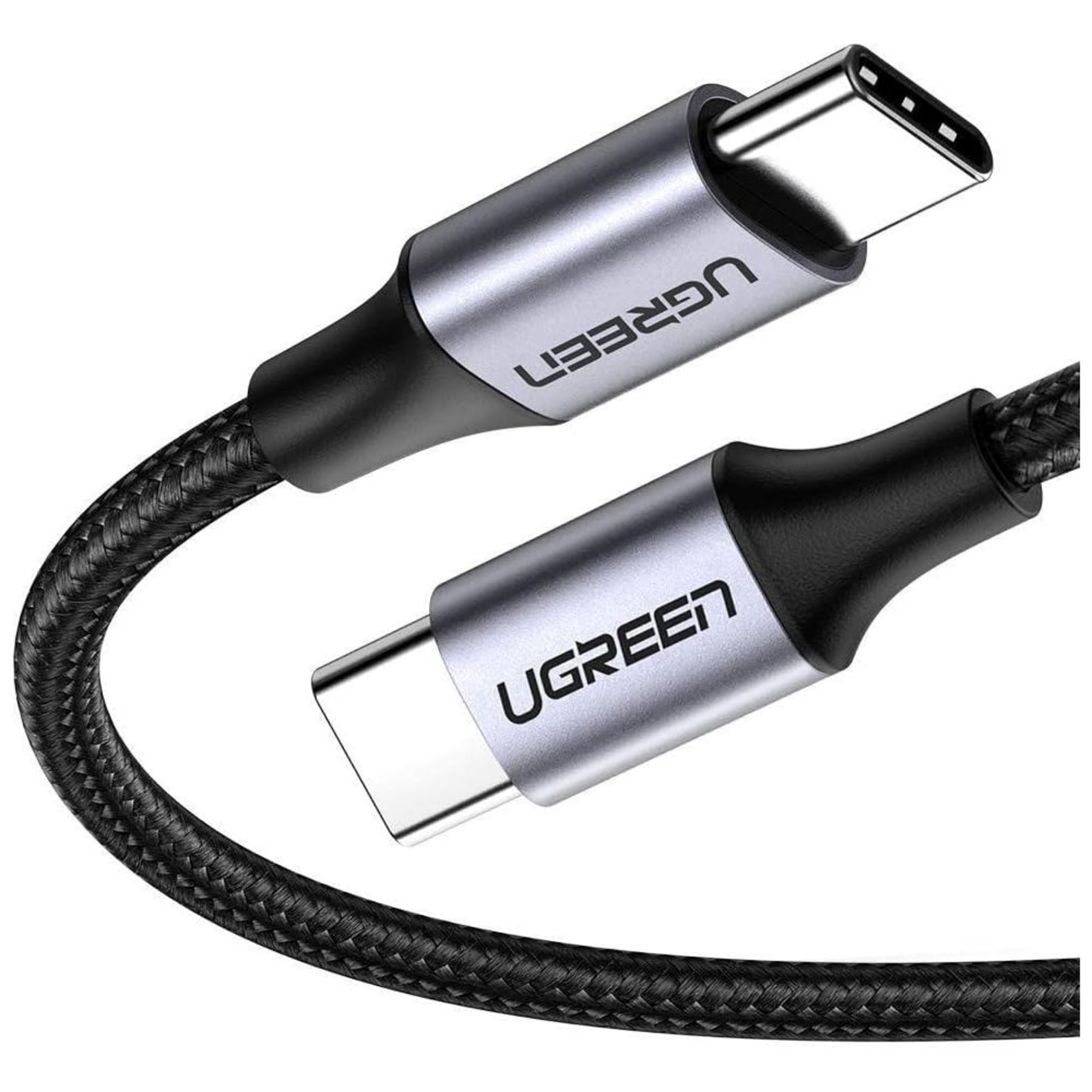ugreen 50152 usb 2.0 c m/m round cable nickel plating aluminum shell 2m (gray black)