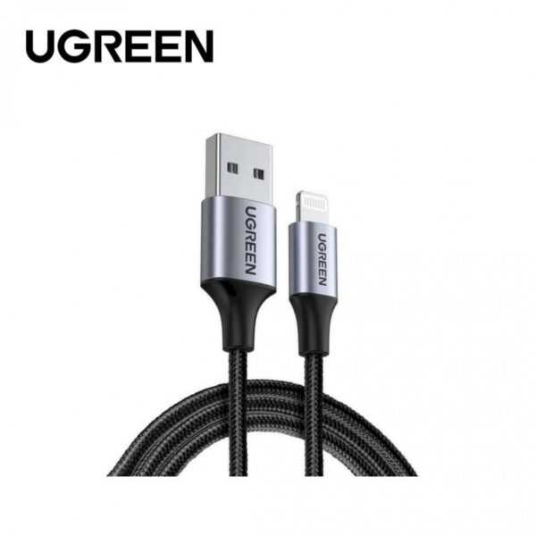 ugreen 60156 lightning to usb cable alu case with braided 1m (black)