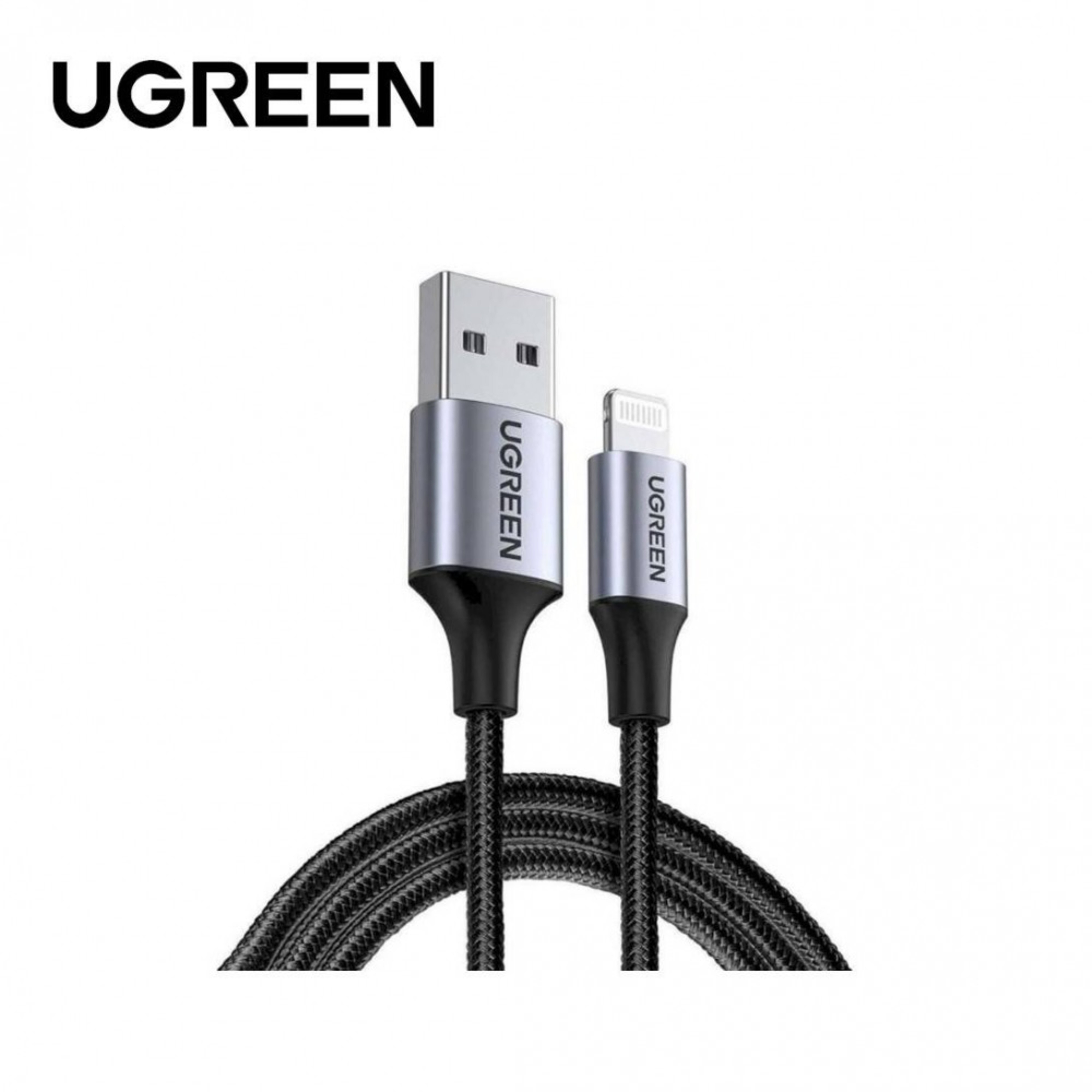 ugreen 60156 lightning to usb cable alu case with braided 1m (black)